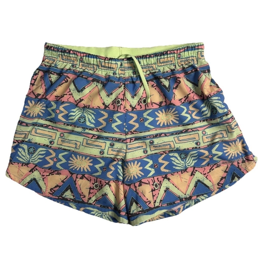 Patagonia Kids Baggies 5" Shorts High Hopes Geo Salamander Green Large NWOT